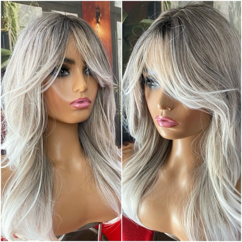 NEW Ash smoke layered wig